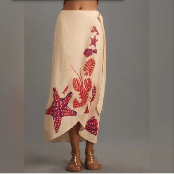 Farm Rio Side Tie Midi Wrap Skirt size L - Picture 1 of 6